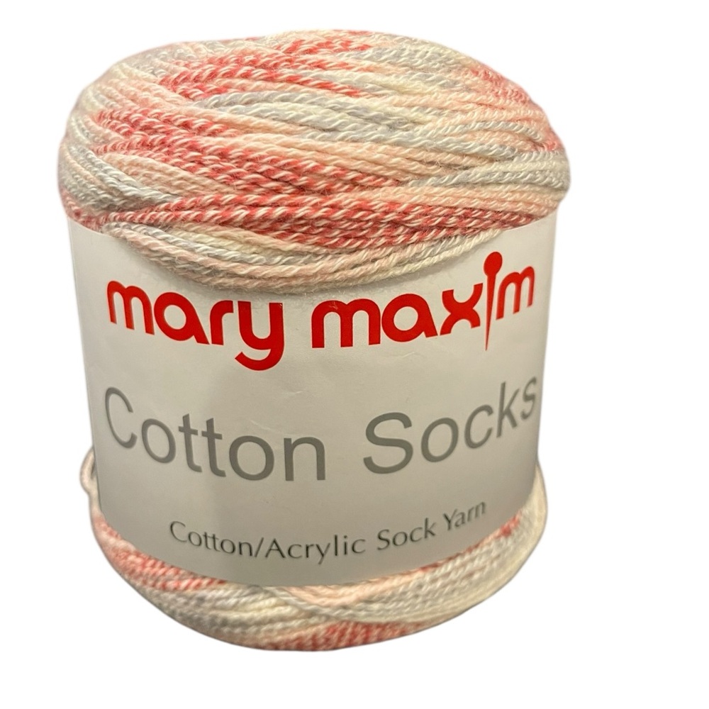 Soft Mary Maxim Cotton Socks Yarn Cake Color Rosy‎ 3.5 oz 470 yd NEW